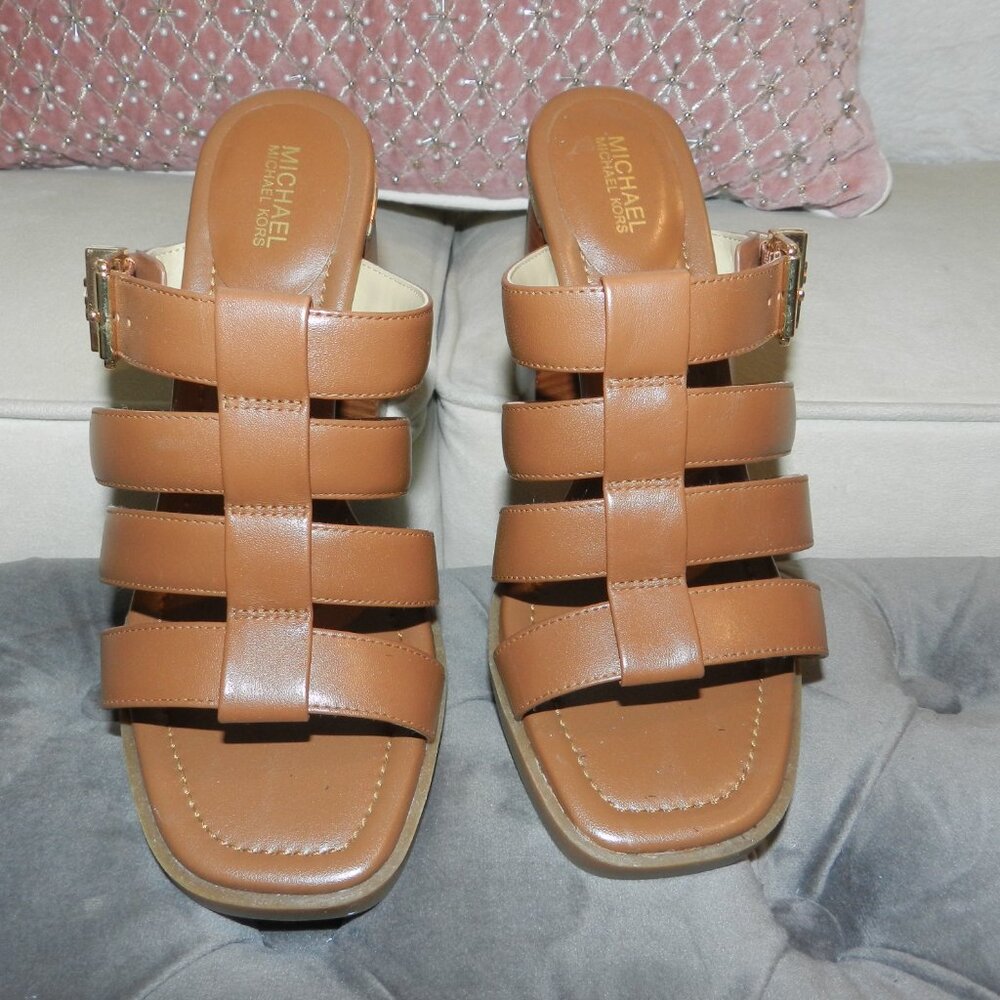 Michael Kors Jagger Leather Slip On Sandals Size 6 1/2 - Picture 3 of 11